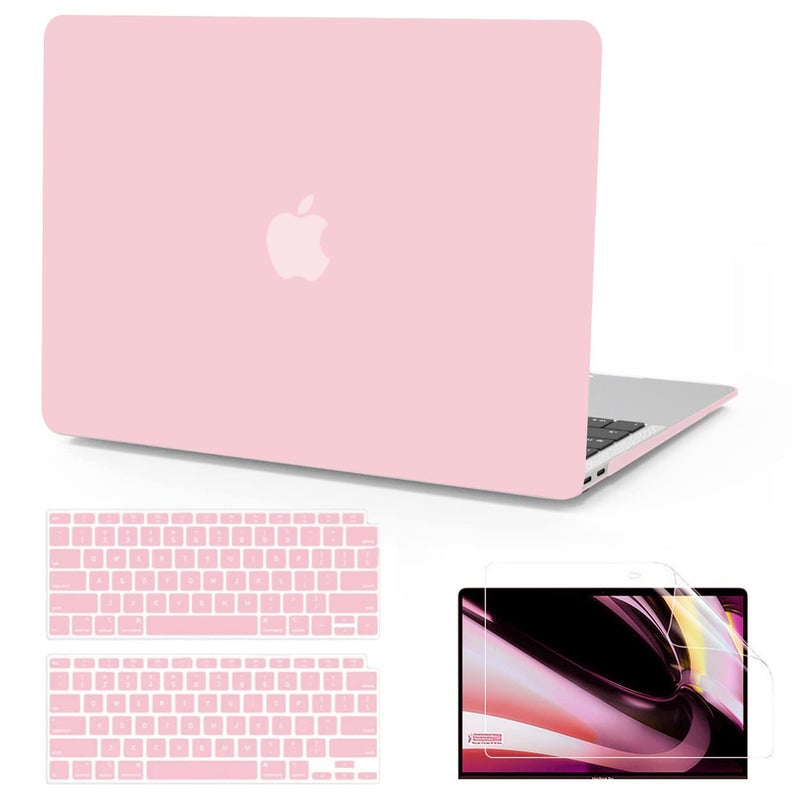 B BELK Compatible with MacBook Air 13 inch Case 2022 2021 2020 2019 2018 Release A2337 M1 A2179 A1932 with Touch ID  Plastic Laptop Hard Shell Case + Keyboard Cover + Screen Protector  Rose Quartz - Image 1